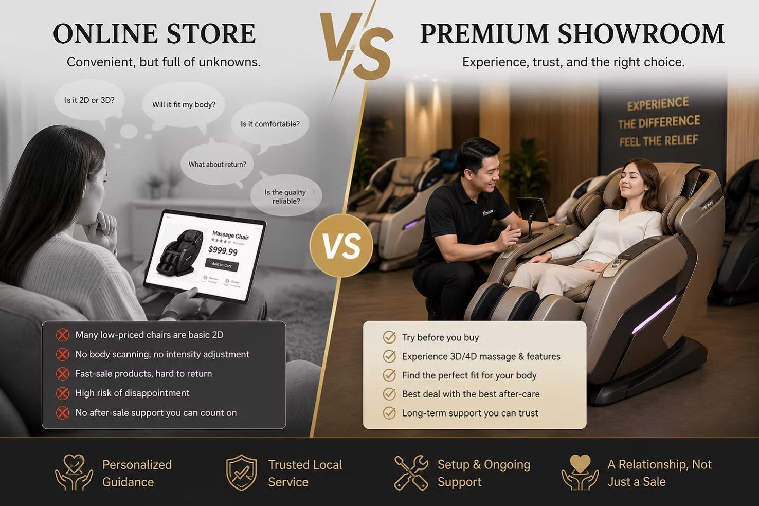 Buying a Massage Chair Online vs Visiting a Premium Showroom