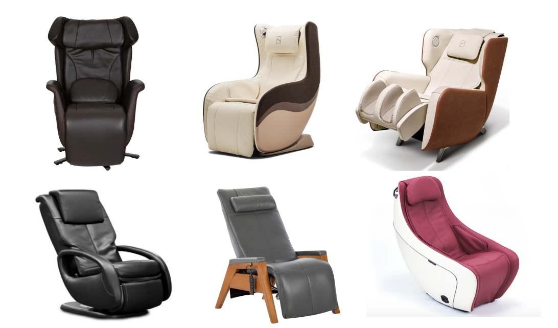 Six recliner massage chairs from Osaki, BodyFriend, Human Touch, and Fujiiryoki